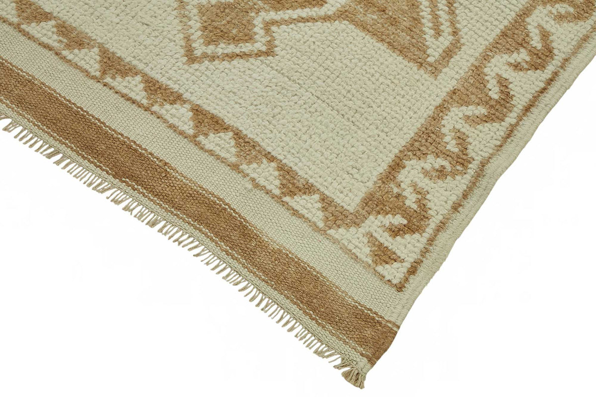 Zolvo Geometrik Desenli Bej ve Taba Rengi Vintage Yolluk 96x340 cm – detay görünümü
