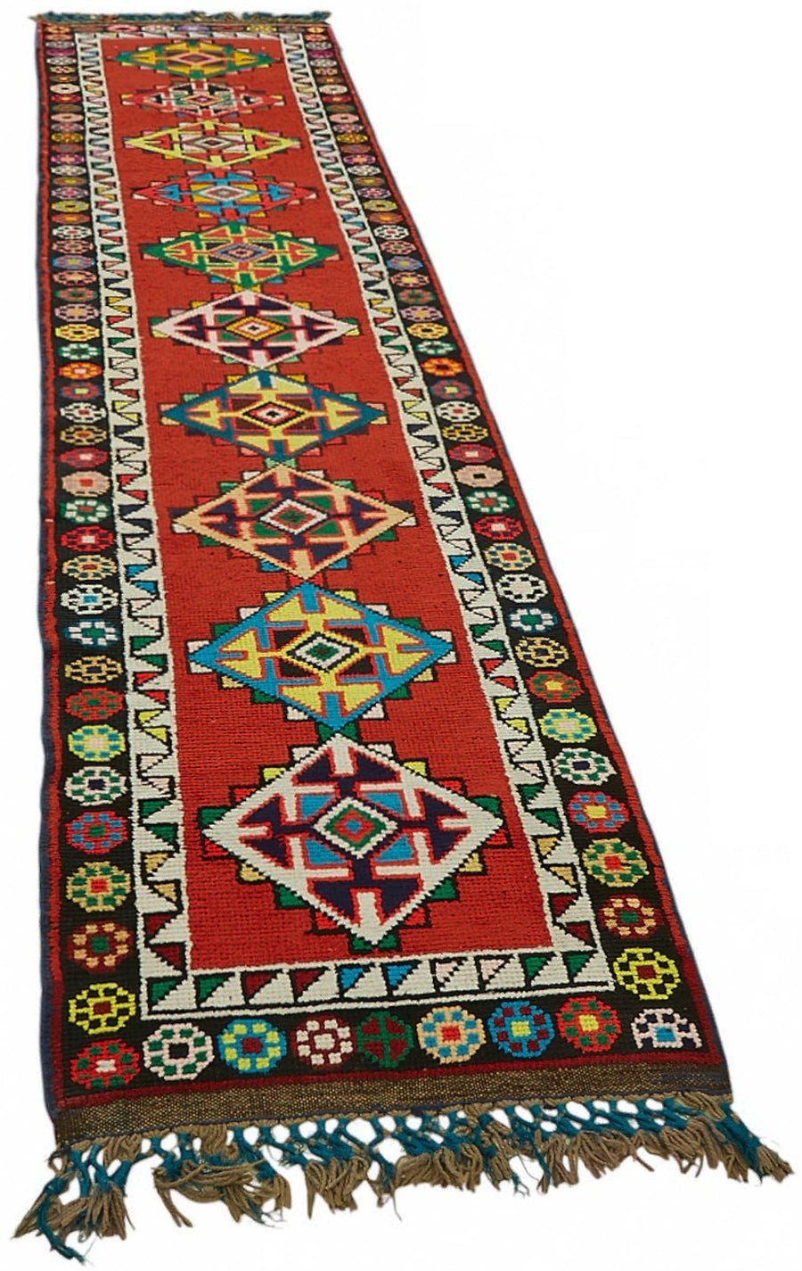 Zolvo Etnik Geometrik Desenli Çok Renkli Halı Yolluk 80x385 cm – genel görünüm