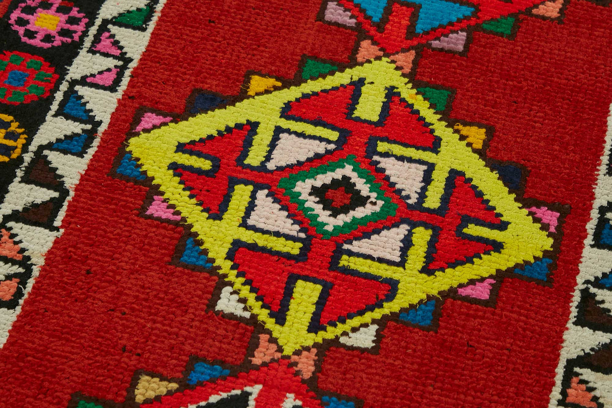 Zolvo Etnik Geometrik Desenli Çok Renkli Halı Yolluk 80x385 cm – mekânda kullanım