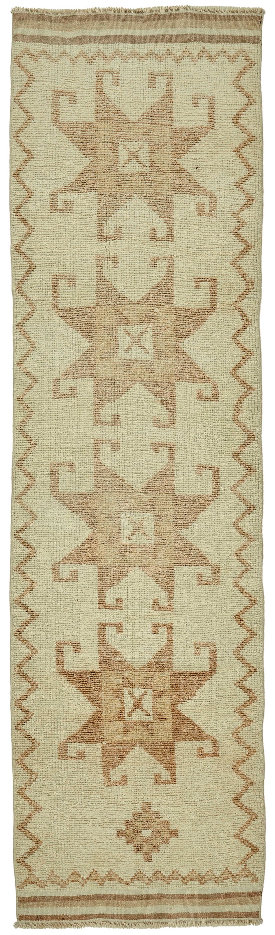 Zolvo Bej Geometrik Yün Pamuk El Dokuma Yolluk 93x345 cm 48188