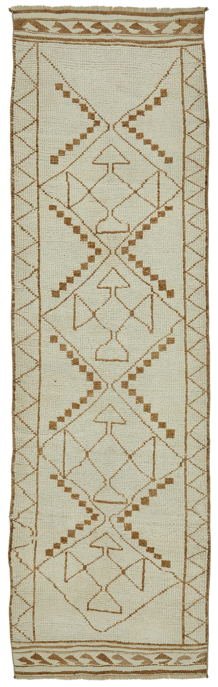 Zolvo Kırmızı Kahverengi Etnik Motifli El Dokuma Yolluk 96x336 cm