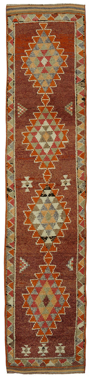 Zolvo Kırmızı Madalyon Desenli Yün Dokuma Yolluk 80x398 cm