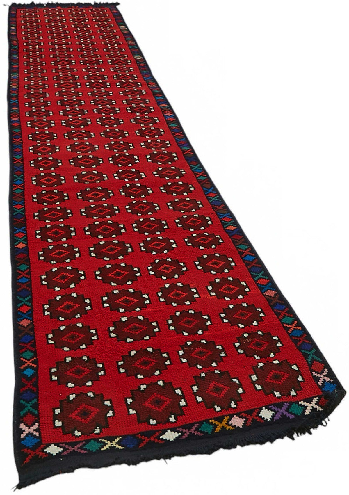 Zolvo Geometrik Desenli Kırmızı Dokuma Herki Yolluk 94x446 cm 48212 – genel görünüm