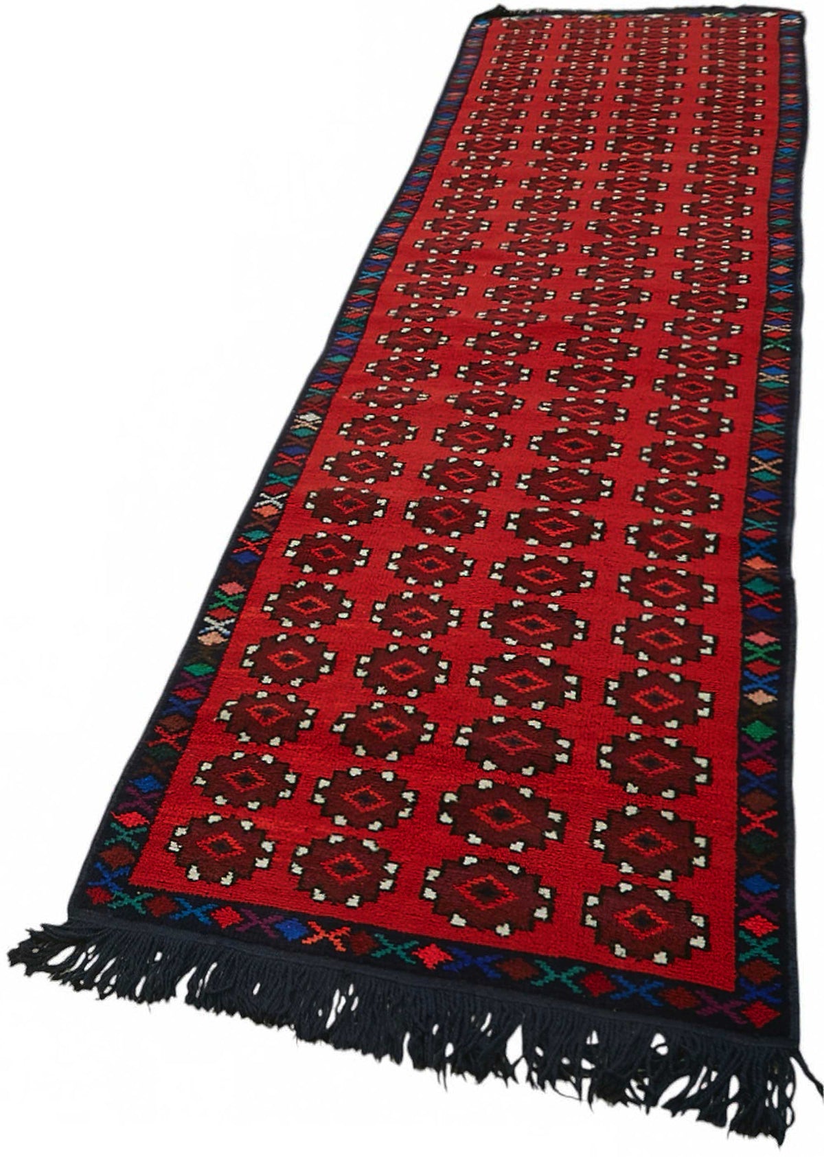 Zolvo Geometrik Desenli Kırmızı Dokuma Herki Yolluk 94x446 cm 48212 – doku yakın çekim