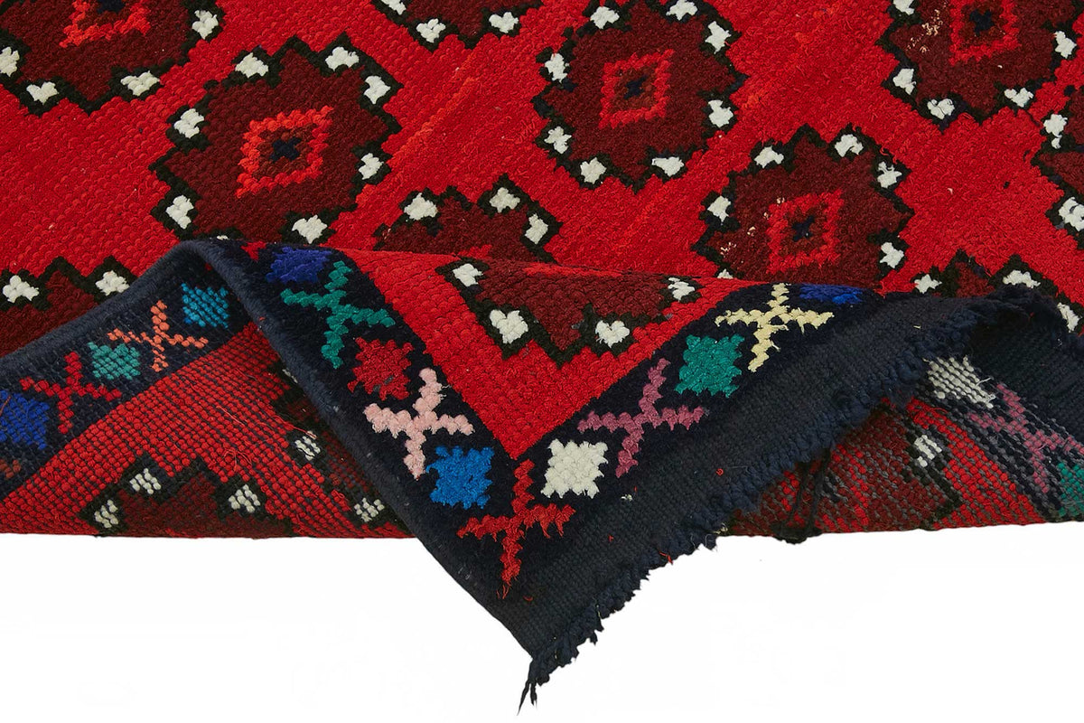 Zolvo Geometrik Desenli Kırmızı Dokuma Herki Yolluk 94x446 cm 48212 – kenar detayı