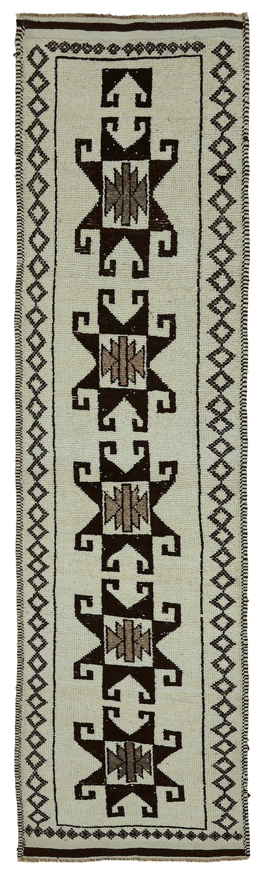 Zolvo Kırmızı Kahverengi Madalyon Desenli Yün Yolluk 86x332 cm