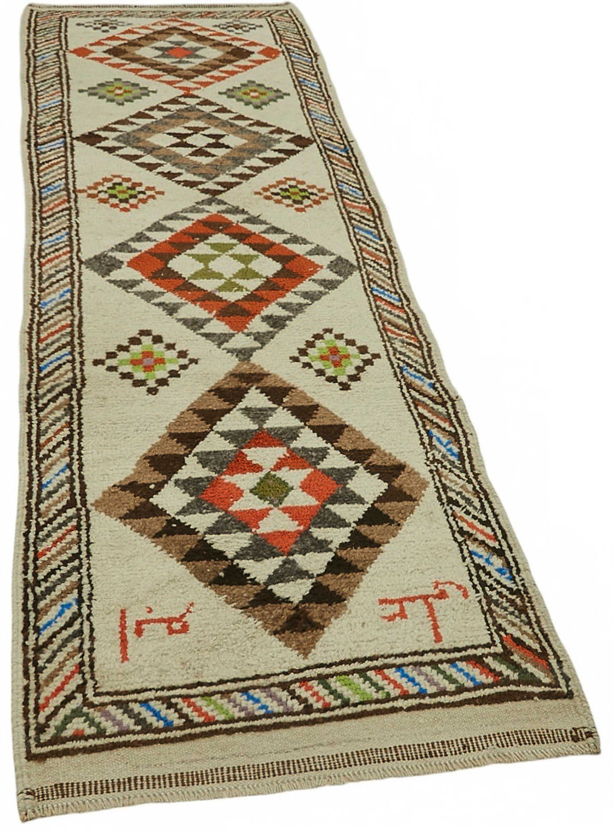 Zolvo Geometrik Desenli Kırmızı Etnik Halı Yolluk 96x330 cm – genel görünüm