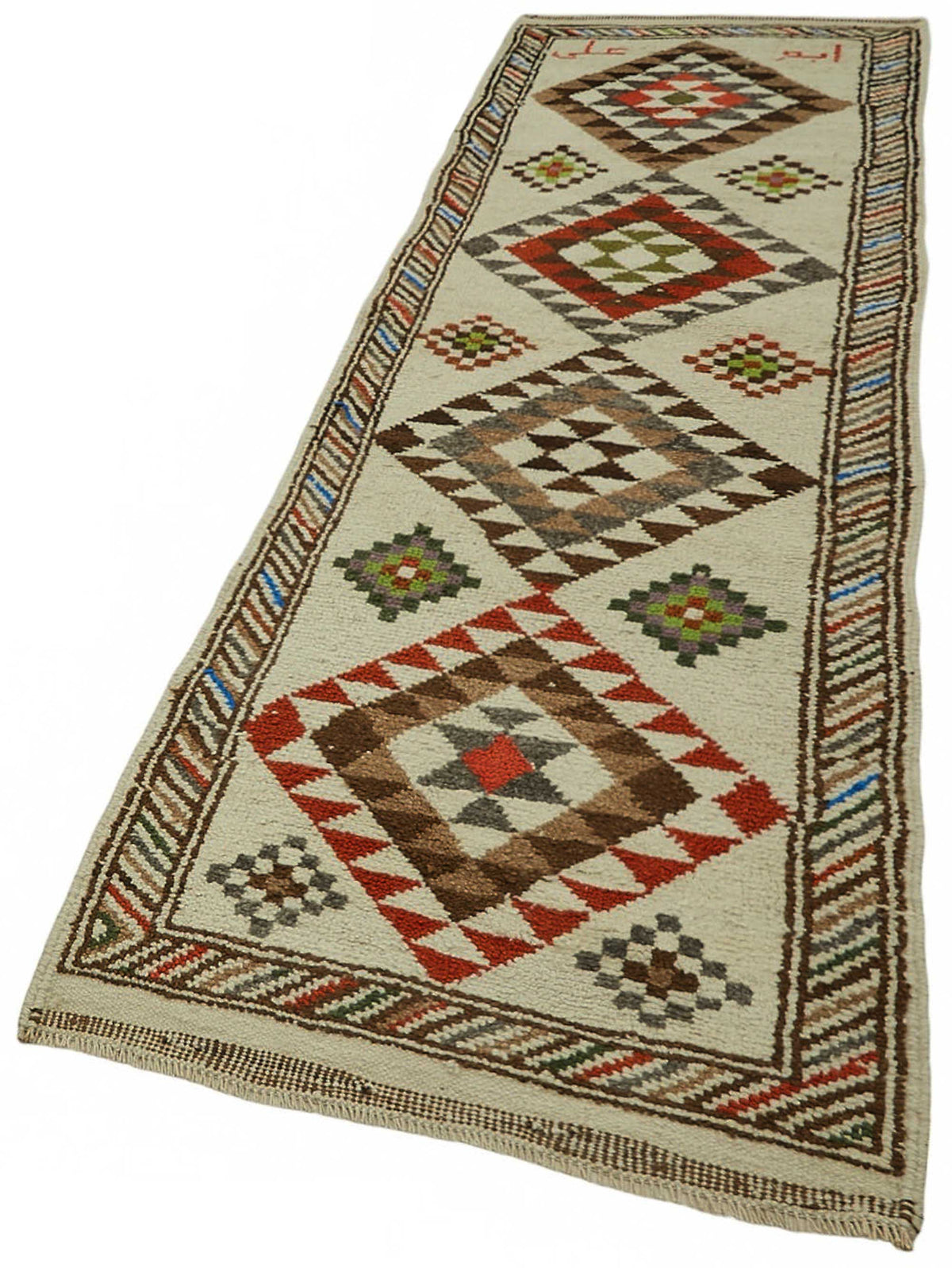 Zolvo Geometrik Desenli Kırmızı Etnik Halı Yolluk 96x330 cm – doku yakın çekim