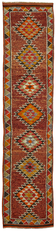 Zolvo Kırmızı Turuncu Geometrik Etnik El Dokuma Yolluk 83x395 cm