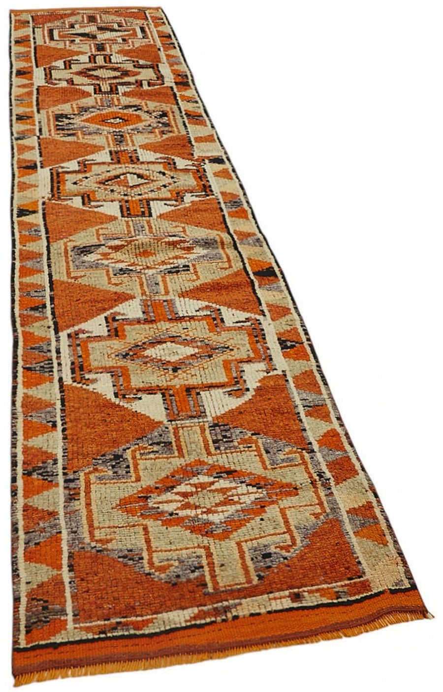 Zolvo Turuncu Halı Etnik Geometrik Desenli Yolluk 81x380 cm 48248 – genel görünüm