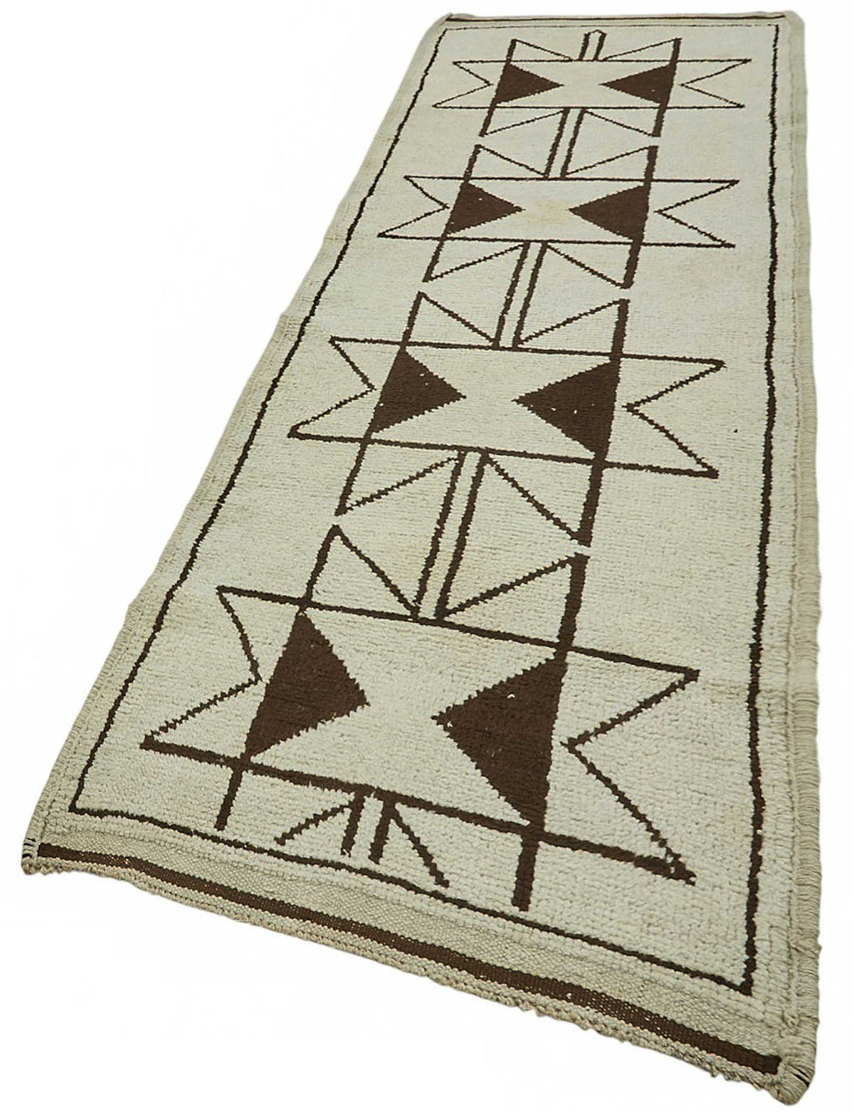 Zolvo Kırmızı Dokuma Soyut Desenli Vintage Yolluk 106x370 cm – doku yakın çekim