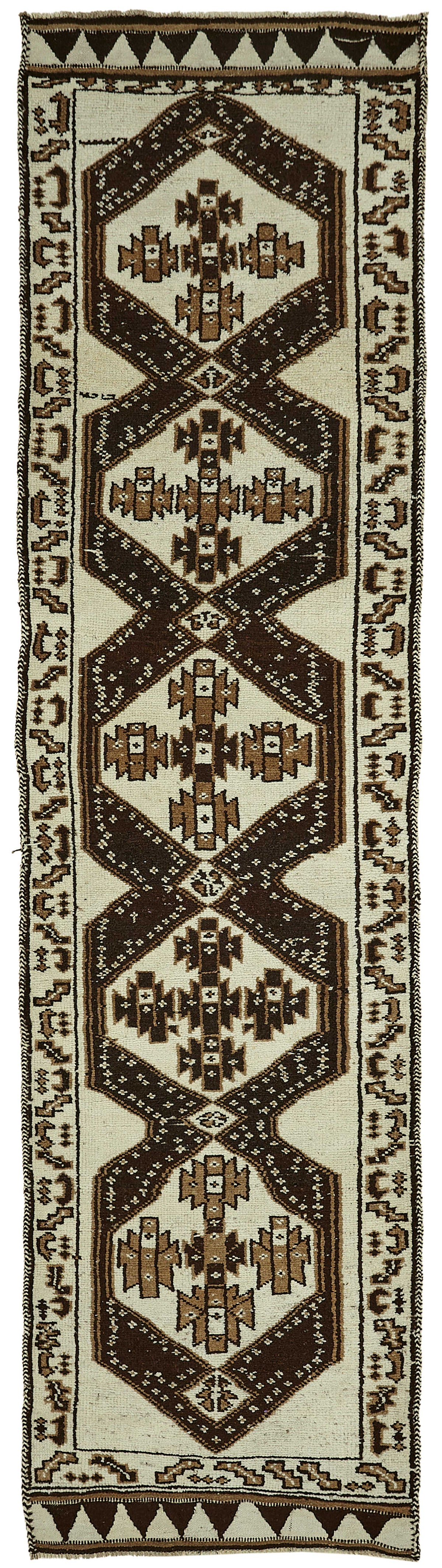 Zolvo Kırmızı Geometrik Desenli Pamuk ve Yün Yolluk 98x395 cm