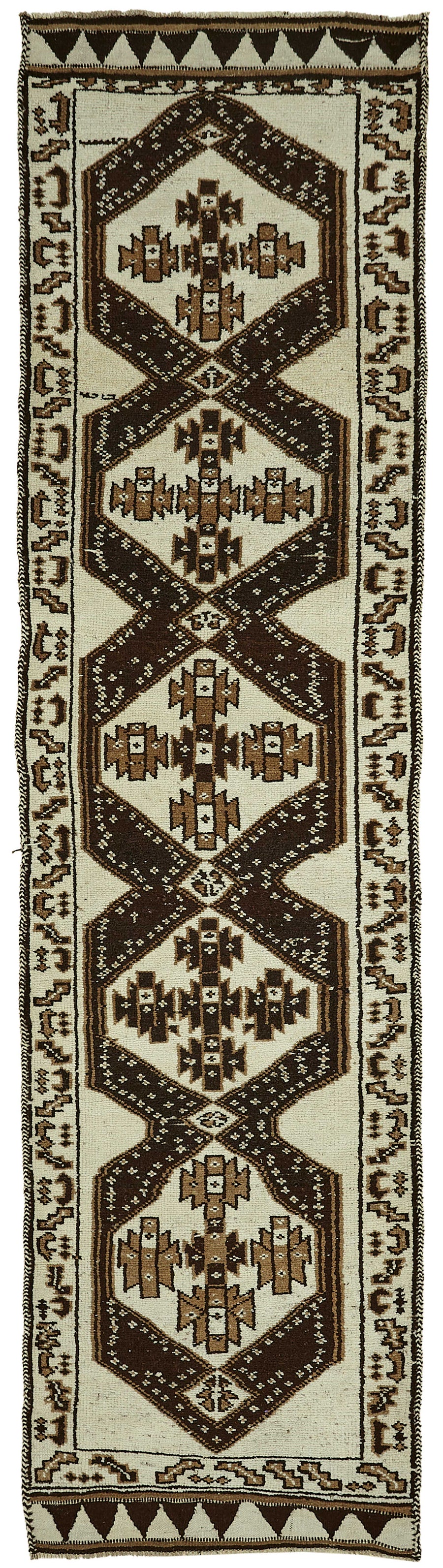 Zolvo Kırmızı Geometrik Desenli Pamuk ve Yün Yolluk 98x395 cm