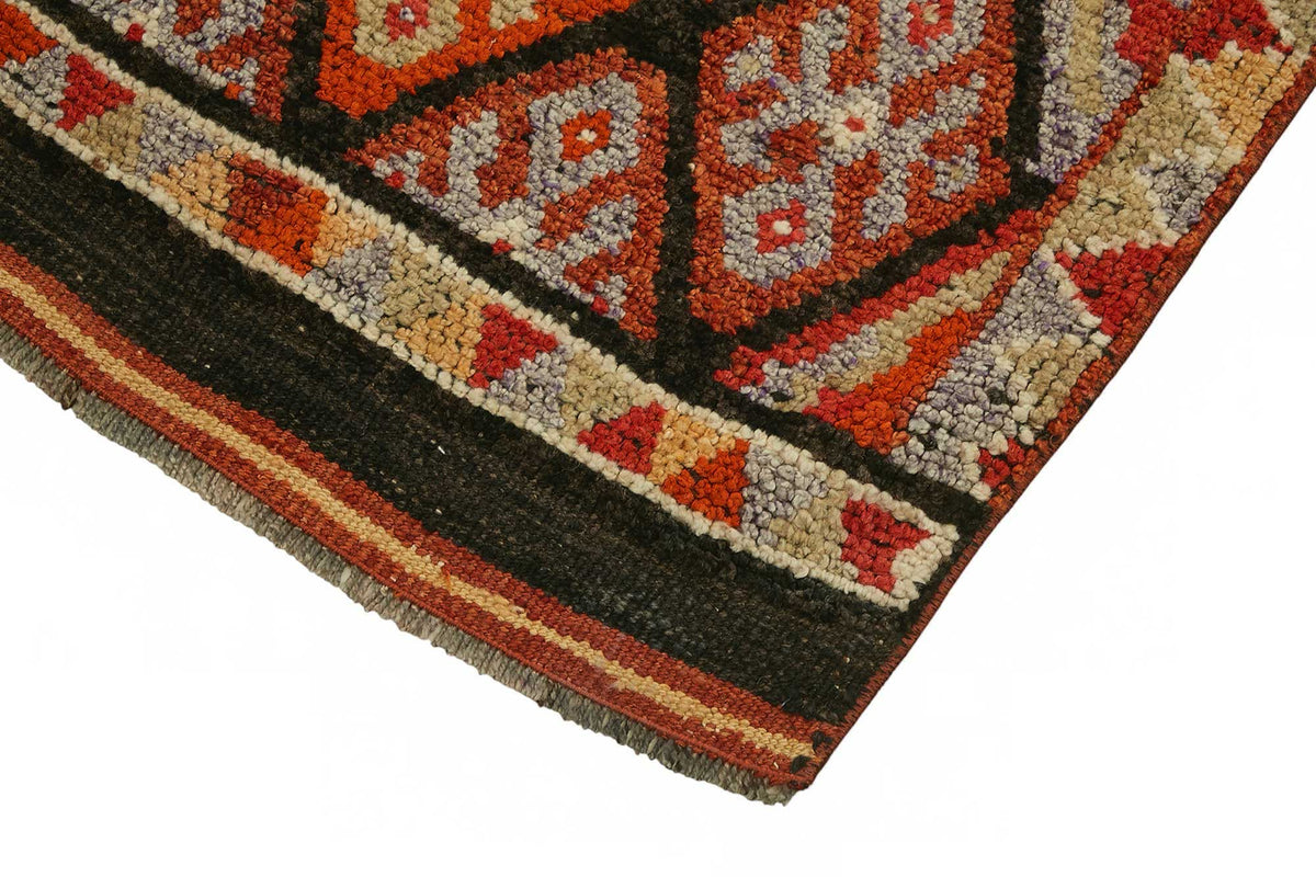 Zolvo Düz Kahverengi Halı Geometrik Desenli Etnik Yolluk 86x405 cm – detay görünümü