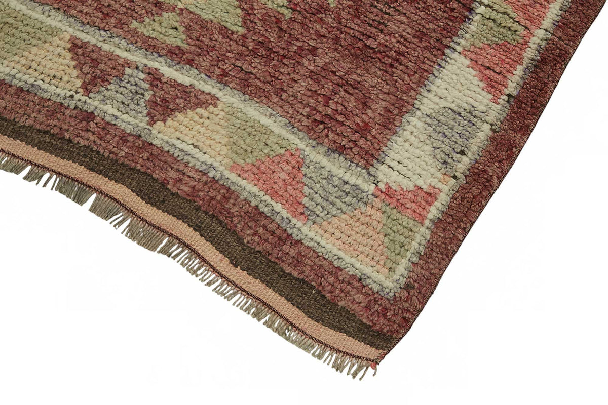 Zolvo Kırmızı Bej Geometrik Etnik El Dokuma Yolluk 85x352 cm – detay görünümü