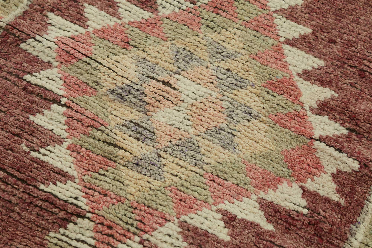 Zolvo Kırmızı Bej Geometrik Etnik El Dokuma Yolluk 85x352 cm – mekânda kullanım