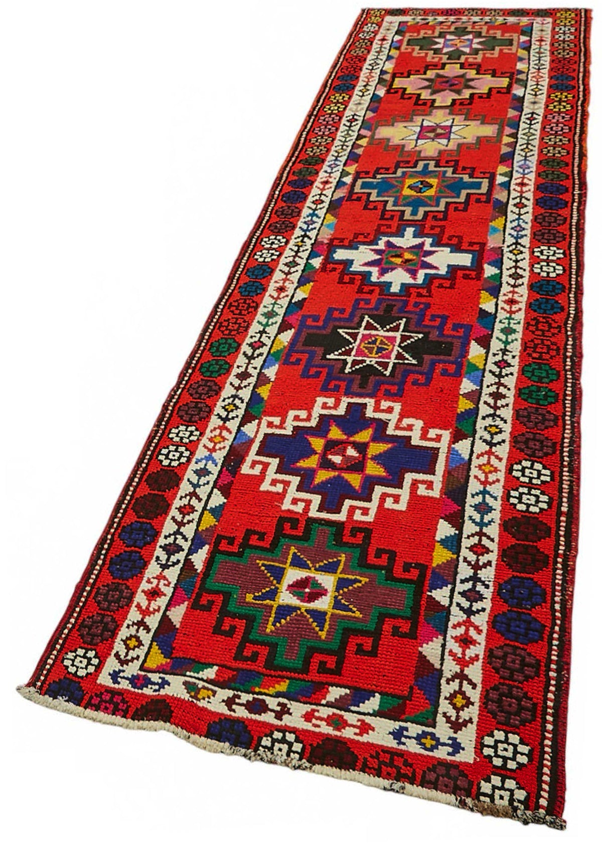 Zolvo Madalyon Desenli Çok Renkli Herki Halı Yolluk 90x360 cm – doku yakın çekim