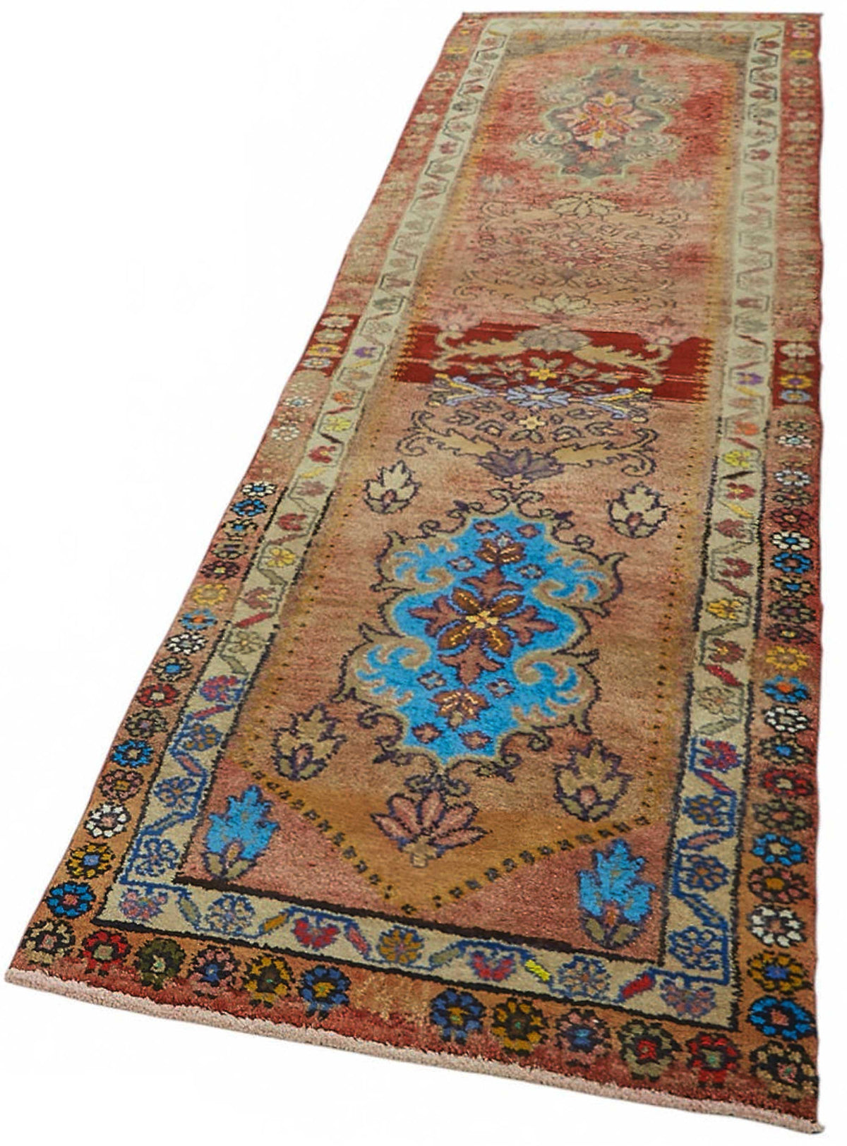 Zolvo Herki Kırmızı Yolluk Madalyon Desenli 81x332 cm 48472 – doku yakın çekim