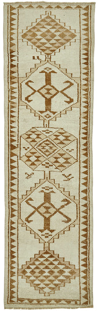 Zolvo Etnik Geometrik Desenli Krem Halı Yolluk 90x302 cm