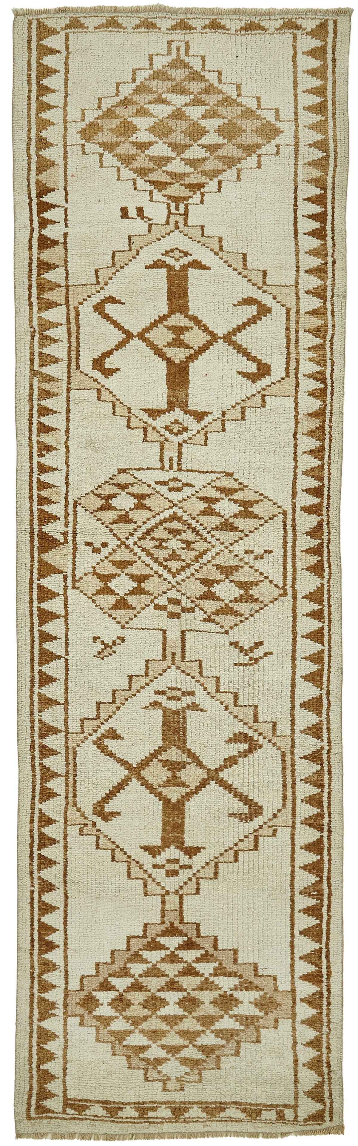 Zolvo Etnik Geometrik Desenli Krem Halı Yolluk 90x302 cm
