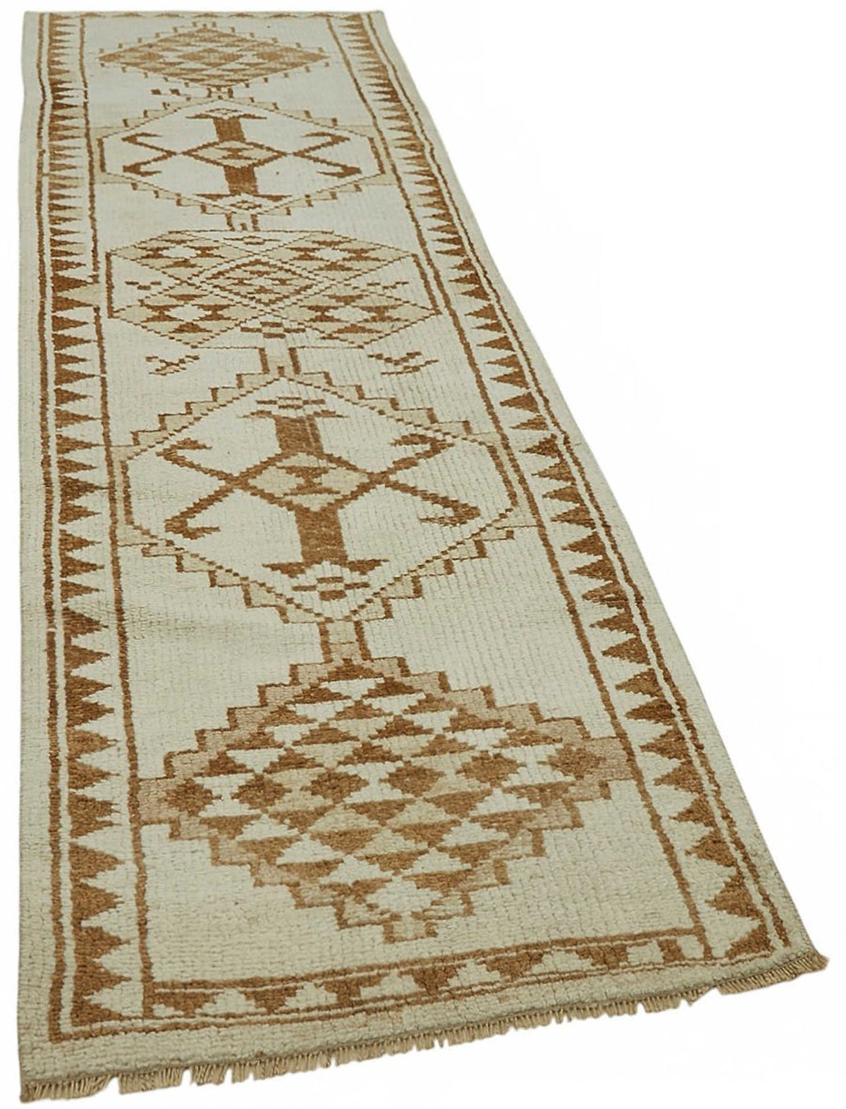 Zolvo Etnik Geometrik Desenli Krem Halı Yolluk 90x302 cm – genel görünüm