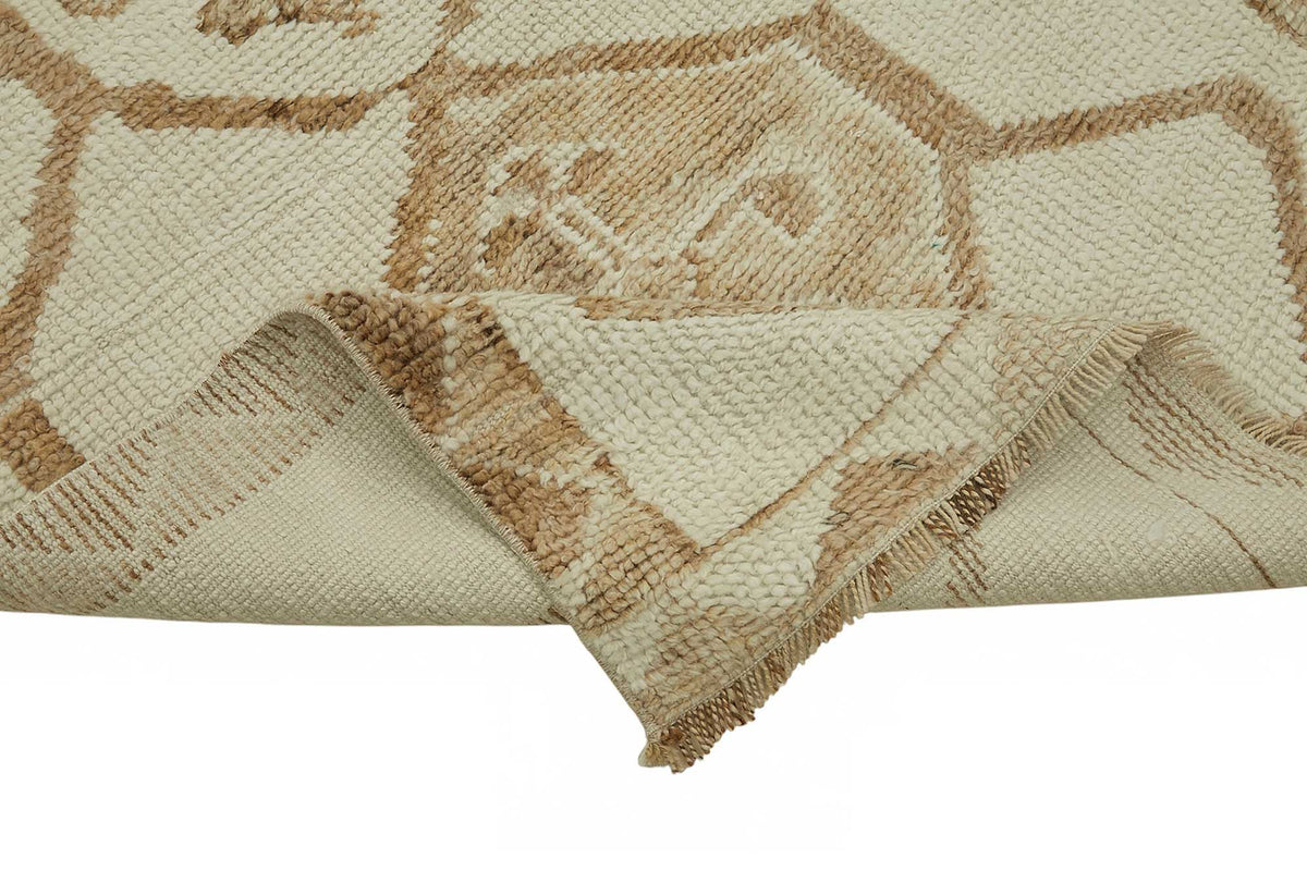 Zolvo Ekru Taba Geometrik Desenli Herki El Dokuma Yolluk 88x362 cm – kenar detayı