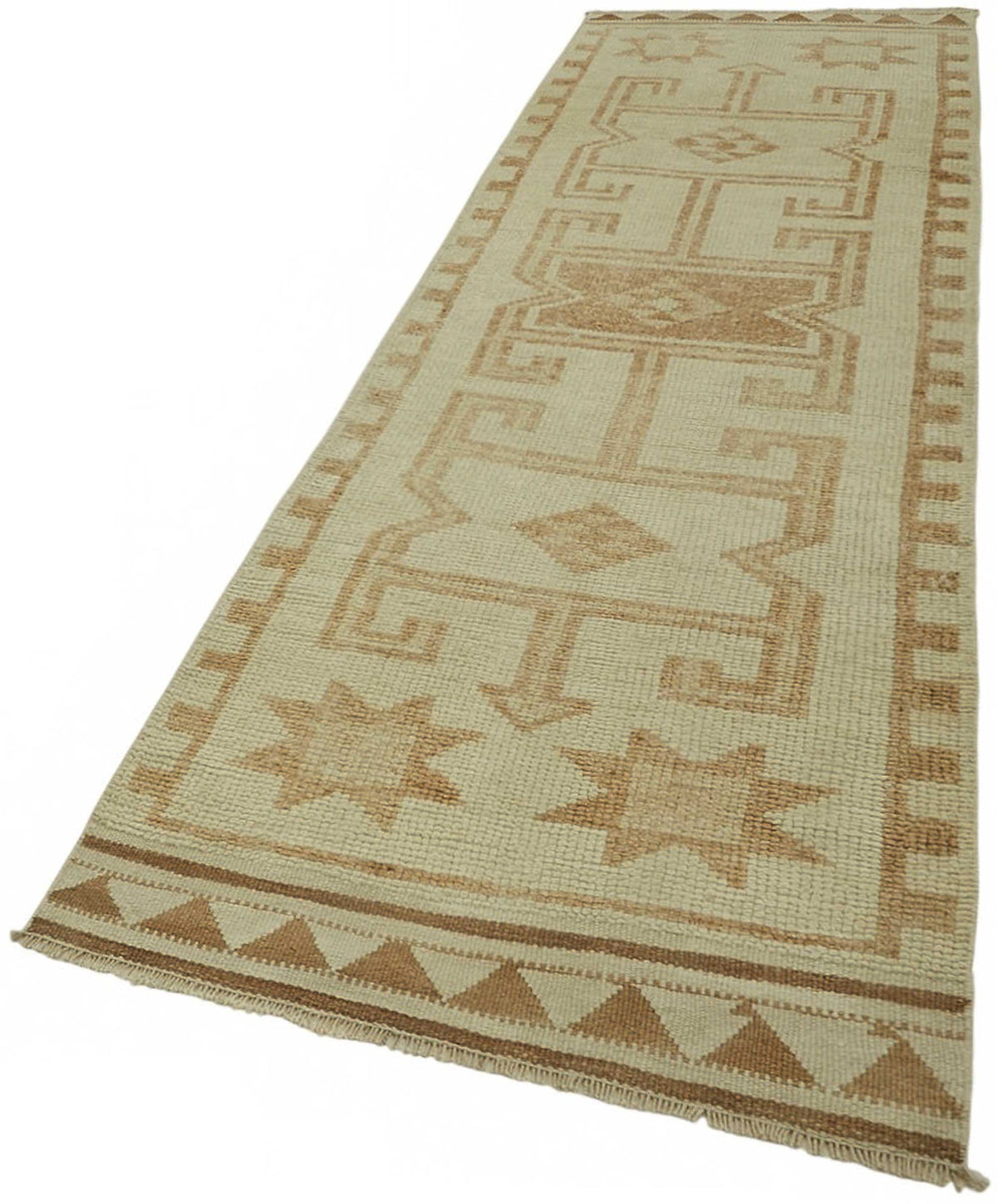 Zolvo Bej Taba Geometrik Desenli Etnik El Dokuma Yolluk 97x330 cm – doku yakın çekim