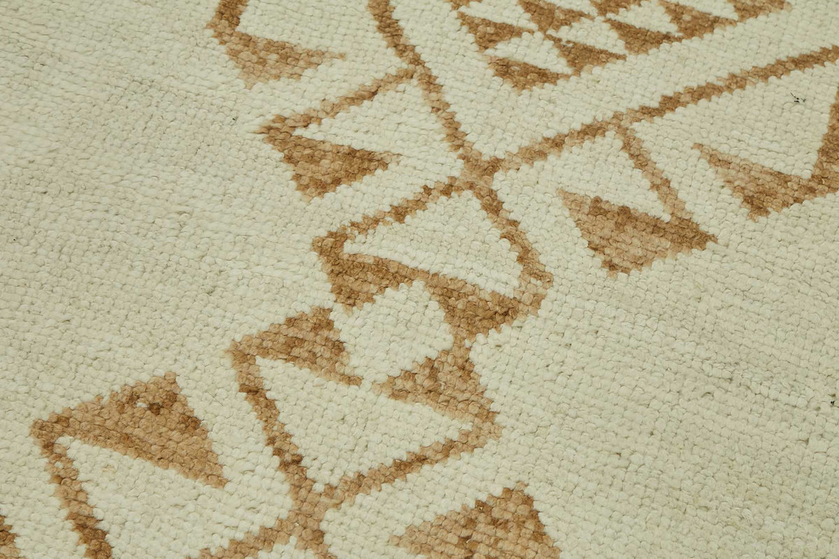 Zolvo Krem Geometrik Desenli Düz Dokuma Yün Yolluk 97x328 cm – mekânda kullanım