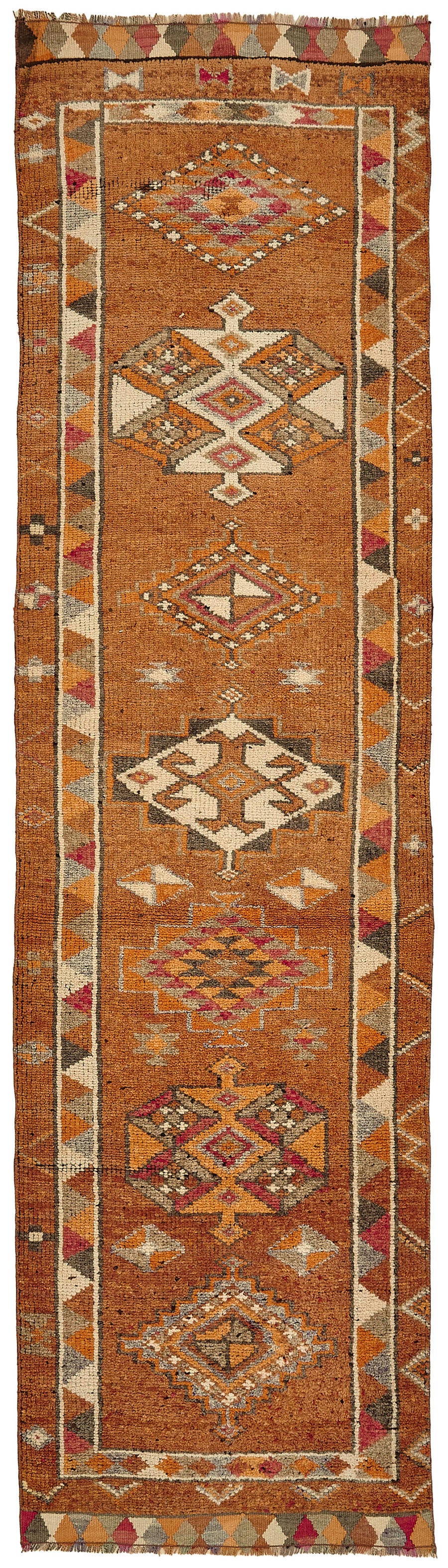 Zolvo Çok Renkli Halı Geometrik Desenli Herki El Dokuma Yolluk 95x343 cm