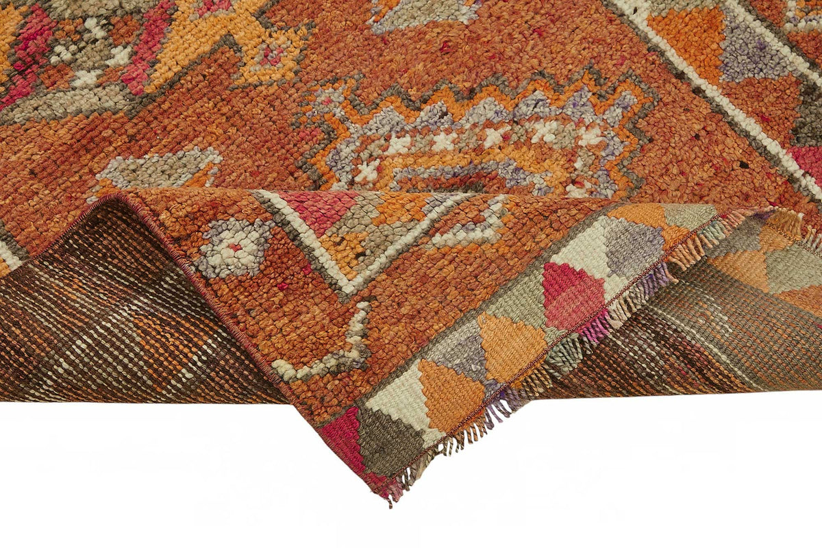 Zolvo Çok Renkli Halı Geometrik Desenli Herki El Dokuma Yolluk 95x343 cm – kenar detayı