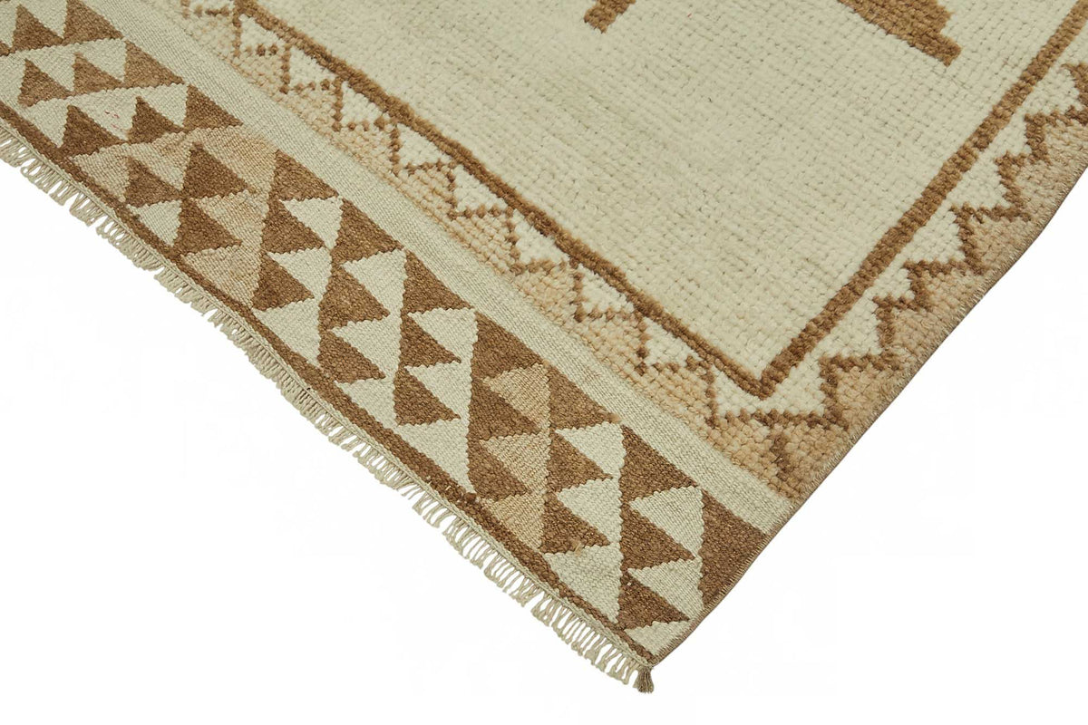 Zolvo Bej Kahverengi Geometrik Desenli Yün Dokuma Yolluk 105x340 cm – detay görünümü