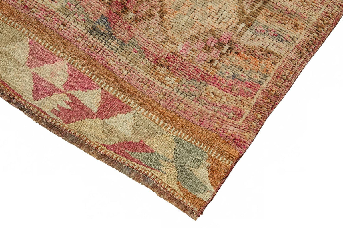 Zolvo Düz Kahverengi Halı Etnik Desenli Vintage Yolluk 80x458 cm – detay görünümü
