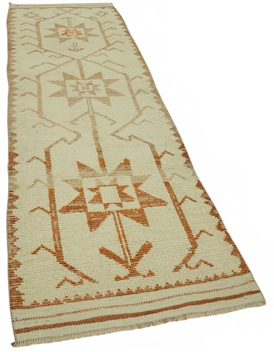 Zolvo Bej Taba Geometrik Desenli Pamuk Yün El Dokuma Yolluk 92x315 cm – genel görünüm