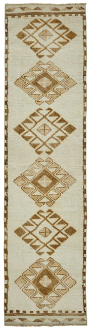 Zolvo Geometrik Desenli Vintage Krem Halı Yolluk 87x352 cm 48510