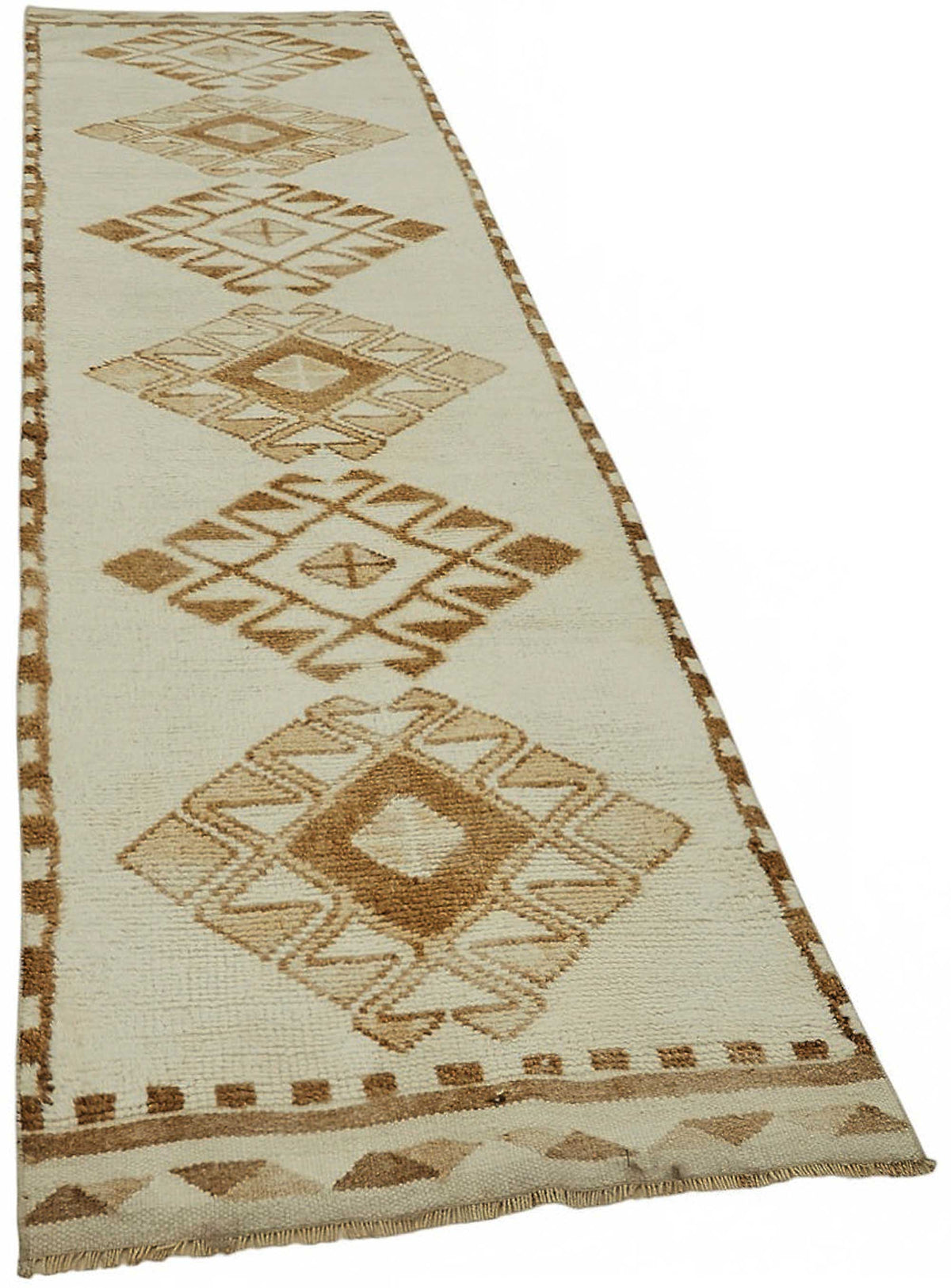Zolvo Geometrik Desenli Vintage Krem Halı Yolluk 87x352 cm 48510 – genel görünüm