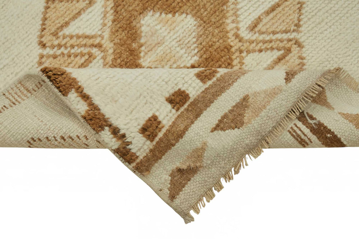 Zolvo Geometrik Desenli Vintage Krem Halı Yolluk 87x352 cm 48510 – kenar detayı