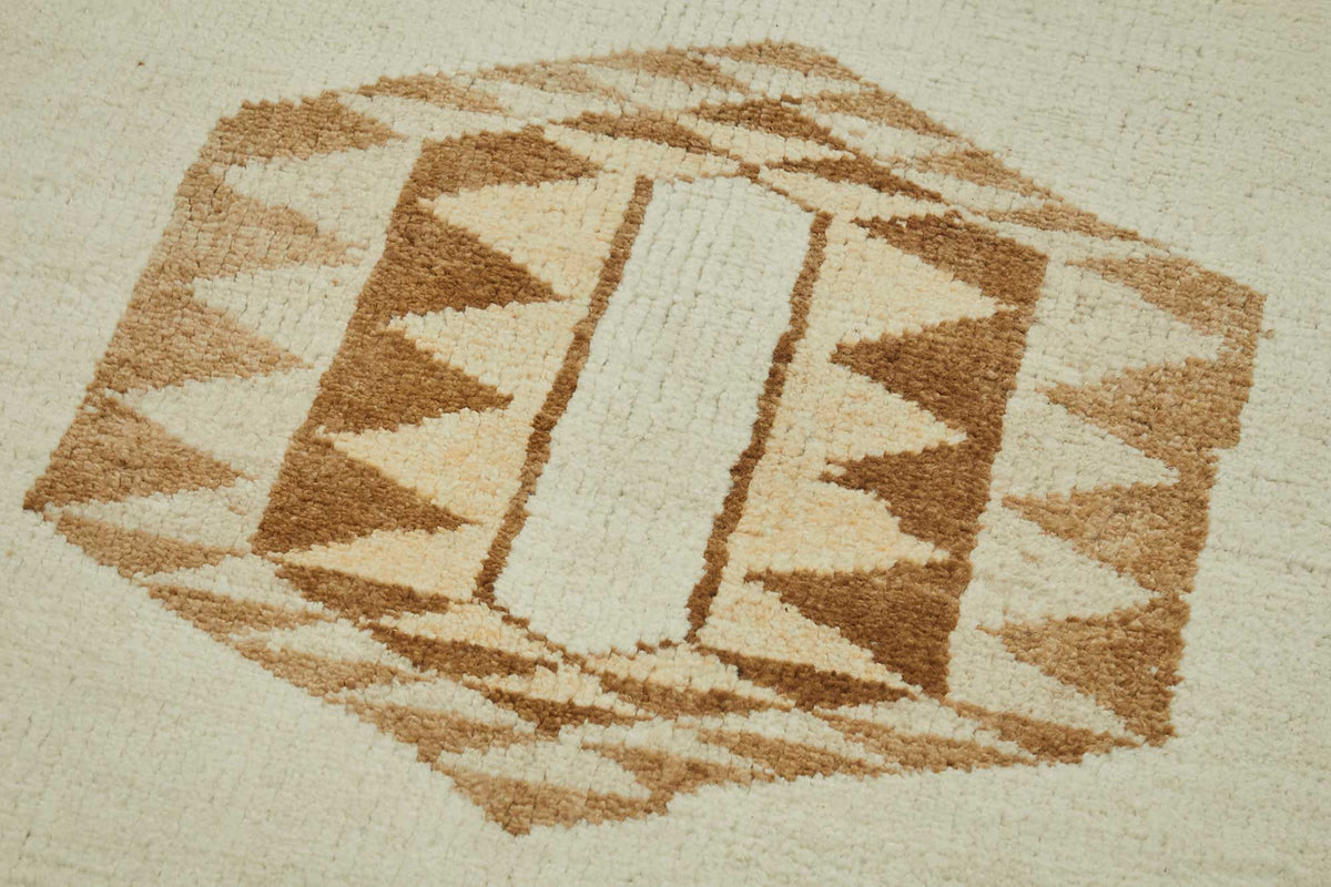 Zolvo Bej Kahverengi Geometrik Etnik El Dokuma Yolluk 96x377 cm – mekânda kullanım