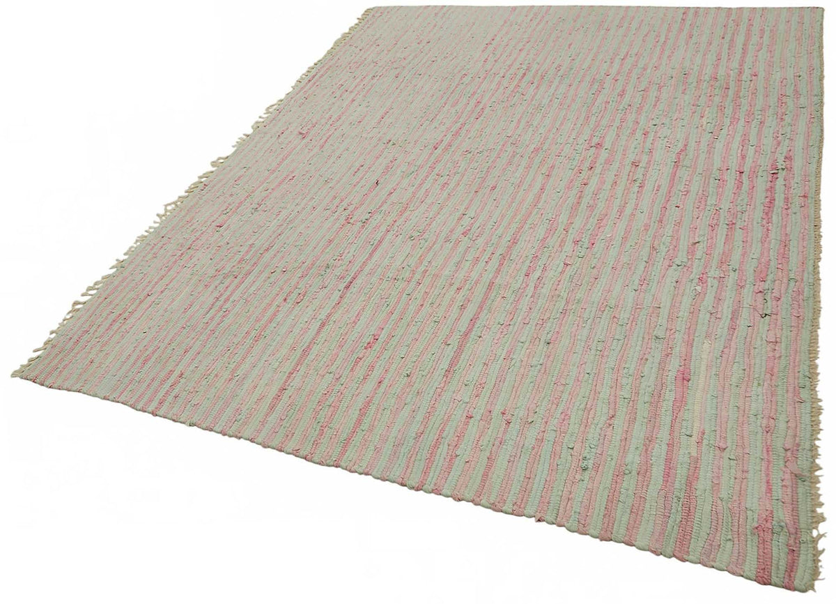 Gozvan Modern Çizgili Pembe ve Bej El Dokuma Halı 230x307 cm – doku yakın çekim