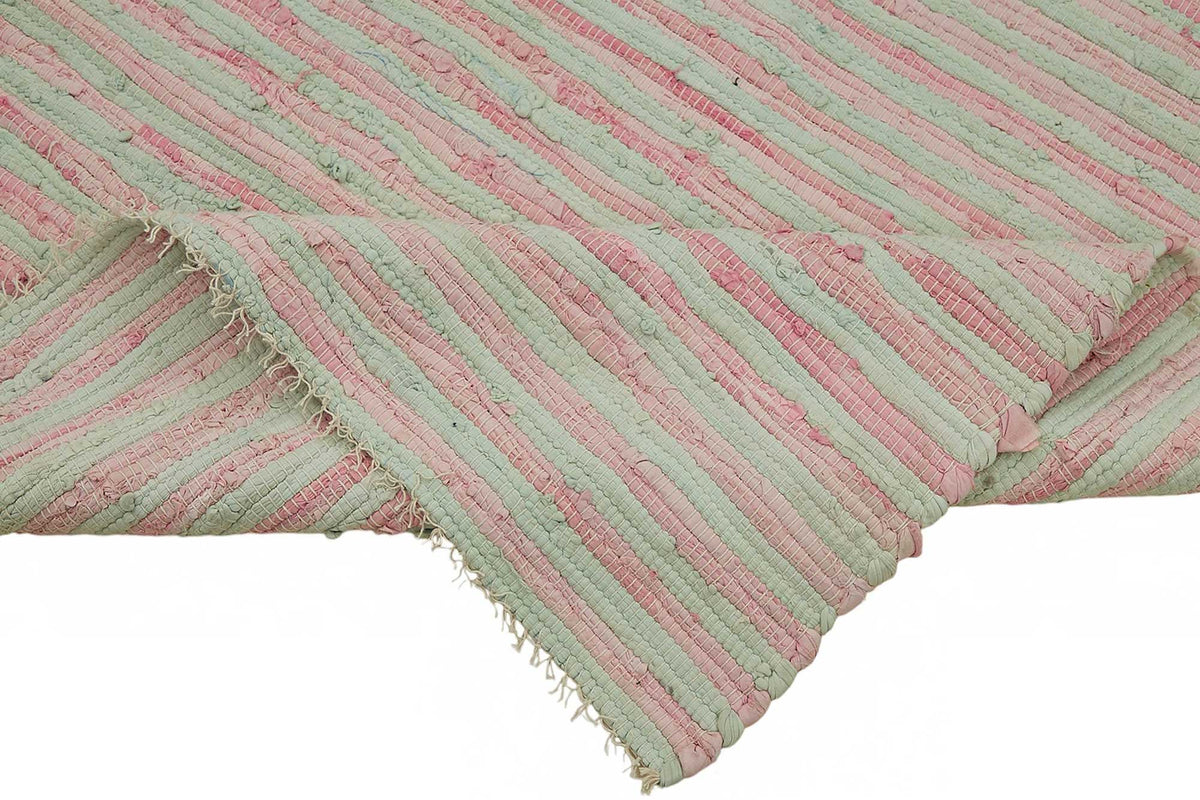Gozvan Modern Çizgili Pembe ve Bej El Dokuma Halı 230x307 cm – kenar detayı