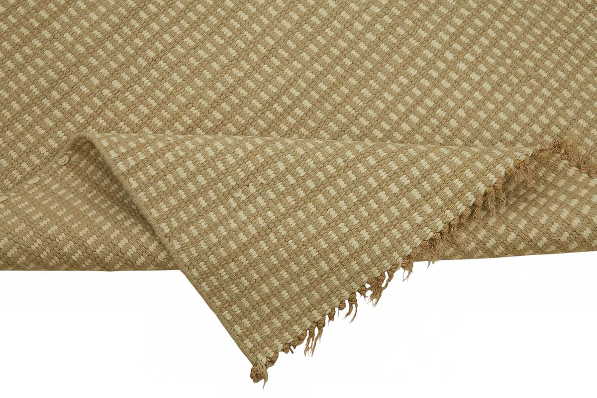 Gozvan Modern Düz Krem Halı Gözenecli Dokulu 178x210 cm 48524 – kenar detayı