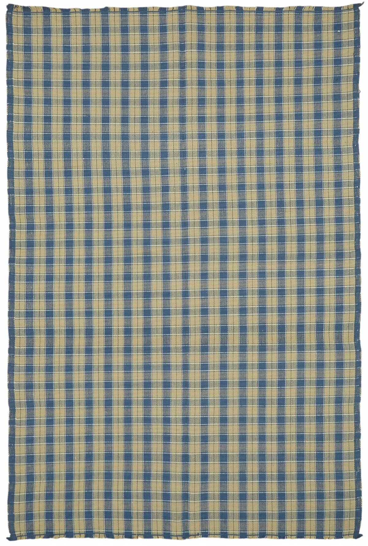 Gozvan Mavi Bej Geometrik Modern Yün El Dokuma Halı 181x263 cm
