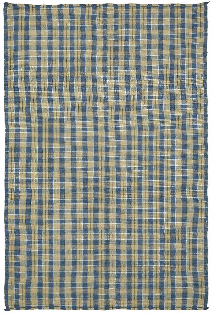 Gozvan Mavi Bej Geometrik Modern Yün El Dokuma Halı 181x263 cm