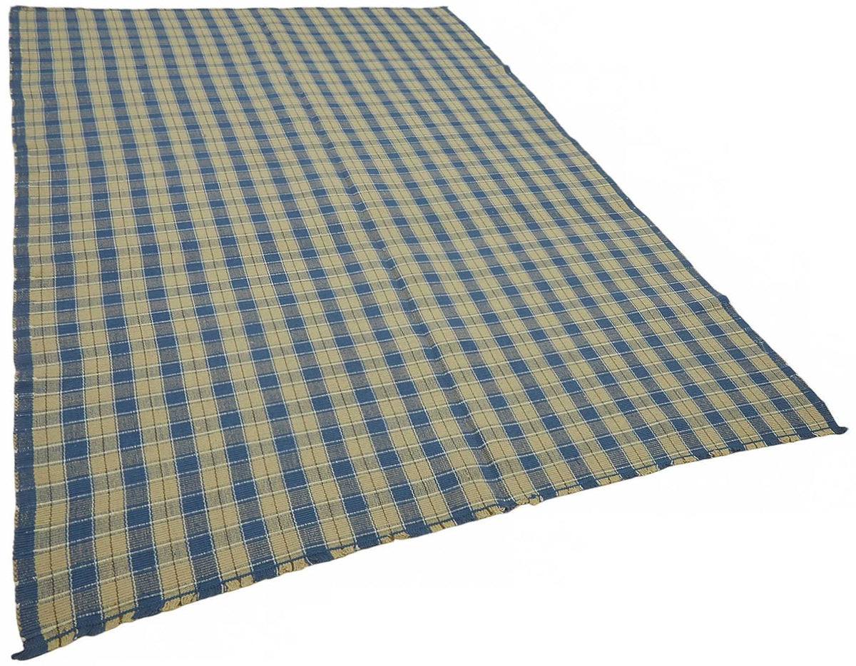 Gozvan Mavi Bej Geometrik Modern Yün El Dokuma Halı 181x263 cm – genel görünüm