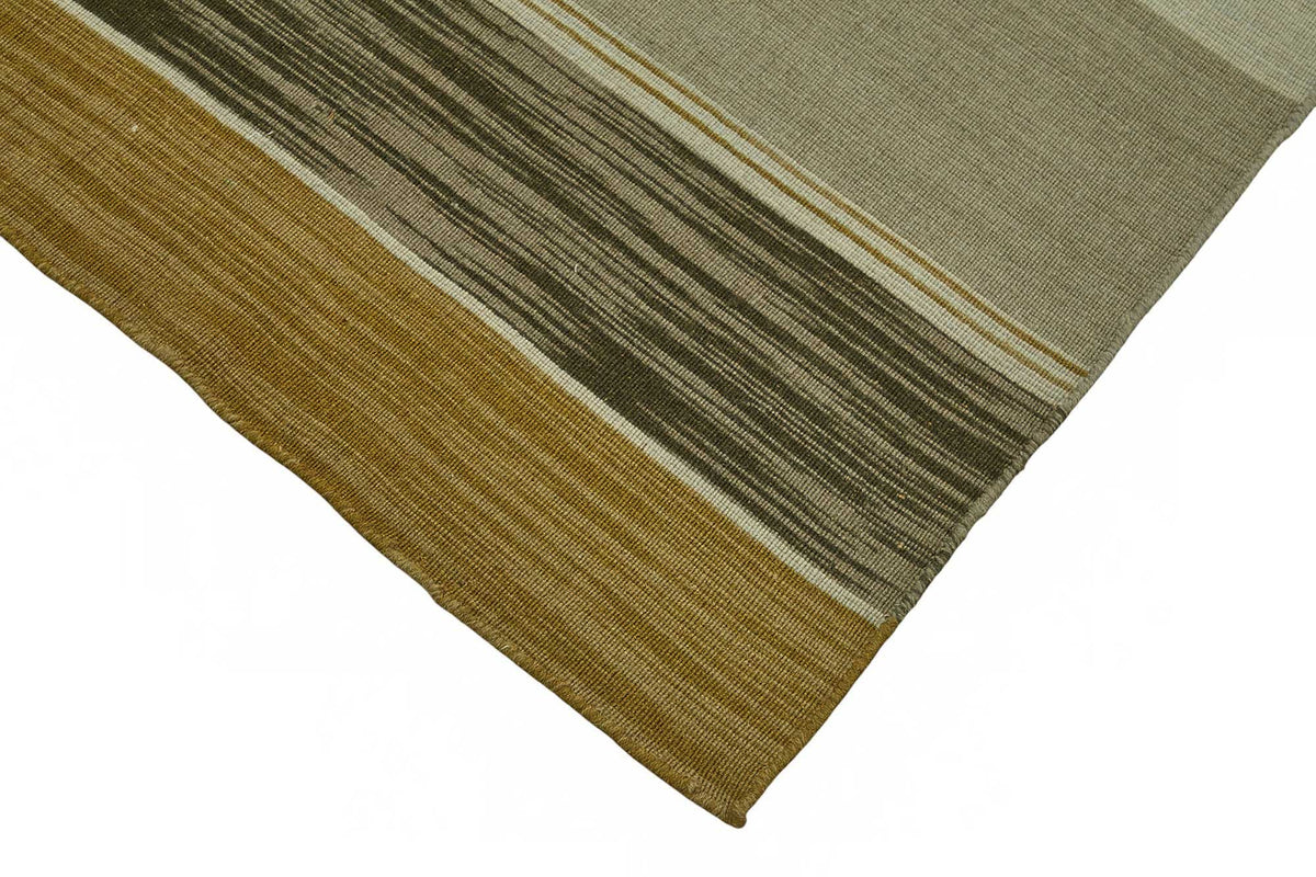 Gozvan Bej ve Hardal Sarısı Çizgili Dokuma Modern Halı 150x253 cm – detay görünümü