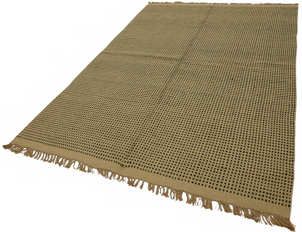 Gozvan Bej Kahverengi Desensiz Modern El Dokuma Halı 180x280 cm – doku yakın çekim