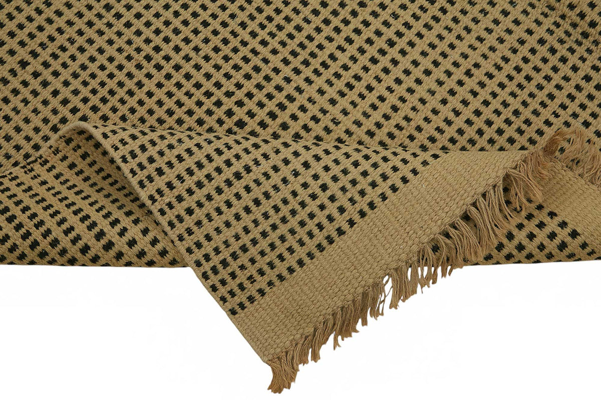 Gozvan Bej Kahverengi Desensiz Modern El Dokuma Halı 180x280 cm – kenar detayı