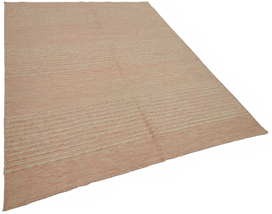 Gozvan Bej Modern Halı Toz Pembe Çizgili Yün Dokuma 180x251 cm – genel görünüm