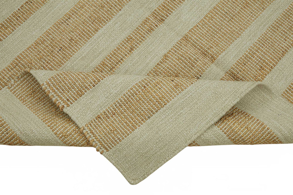 Gozvan Bej Çizgili Dokulu Yün El Dokuma Halı 150x241 cm 48532 – kenar detayı