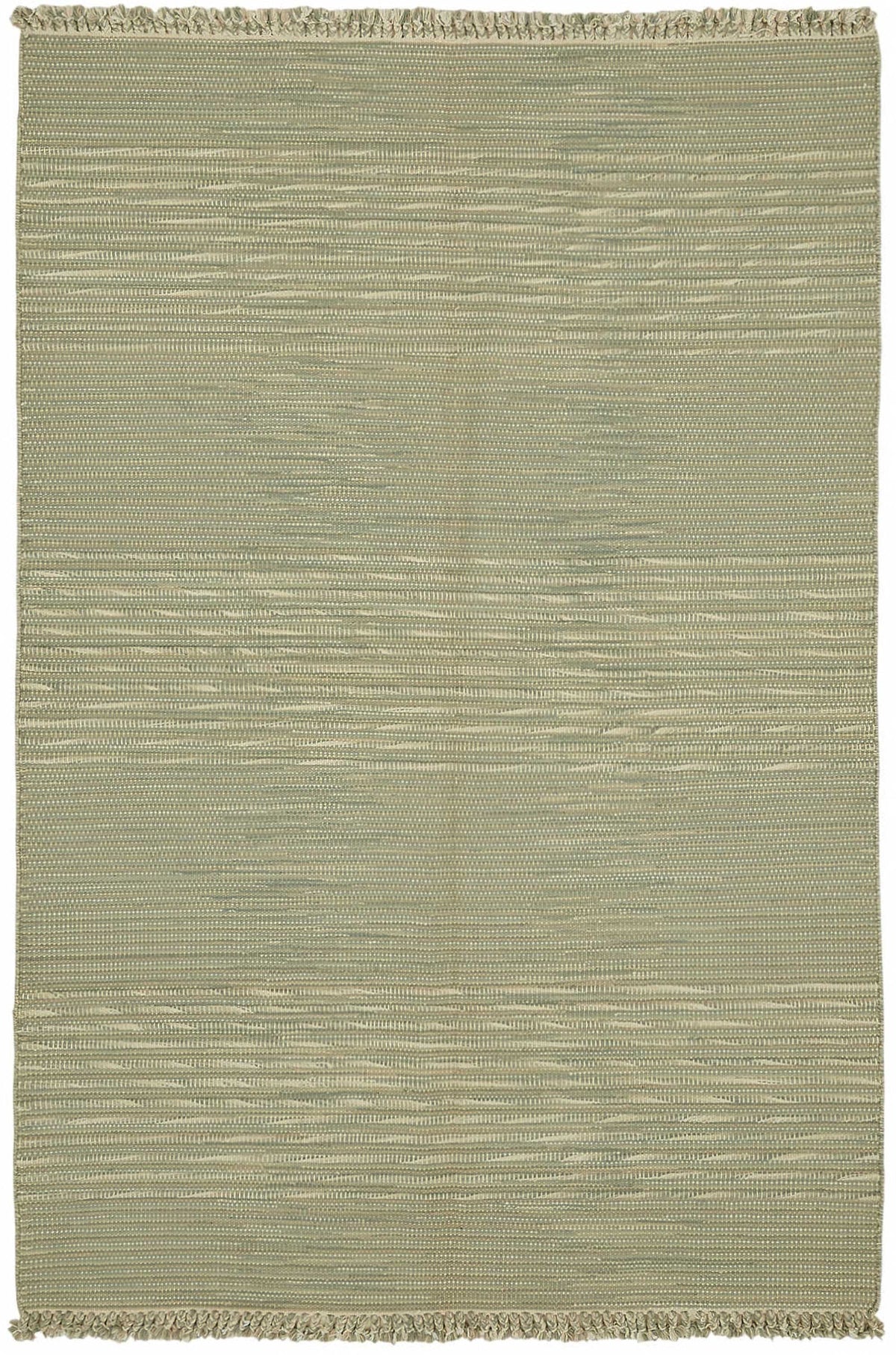 Gozvan Bej Gri Düz Çizgili Yün Pamuk Keçi Kılı El Dokuma Halı 183x272 cm