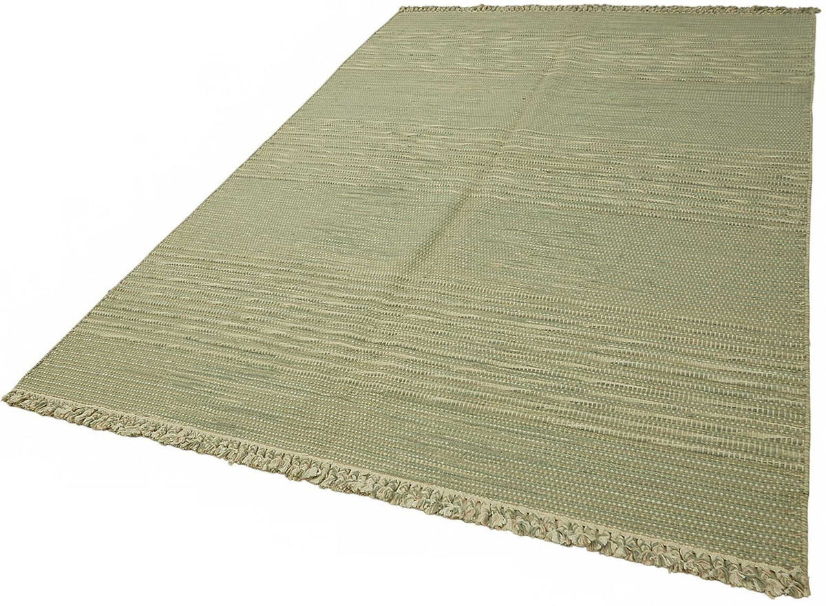 Gozvan Bej Gri Düz Çizgili Yün Pamuk Keçi Kılı El Dokuma Halı 183x272 cm – doku yakın çekim